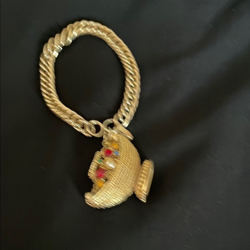 Gold toned Bracelet with Colorful Charms